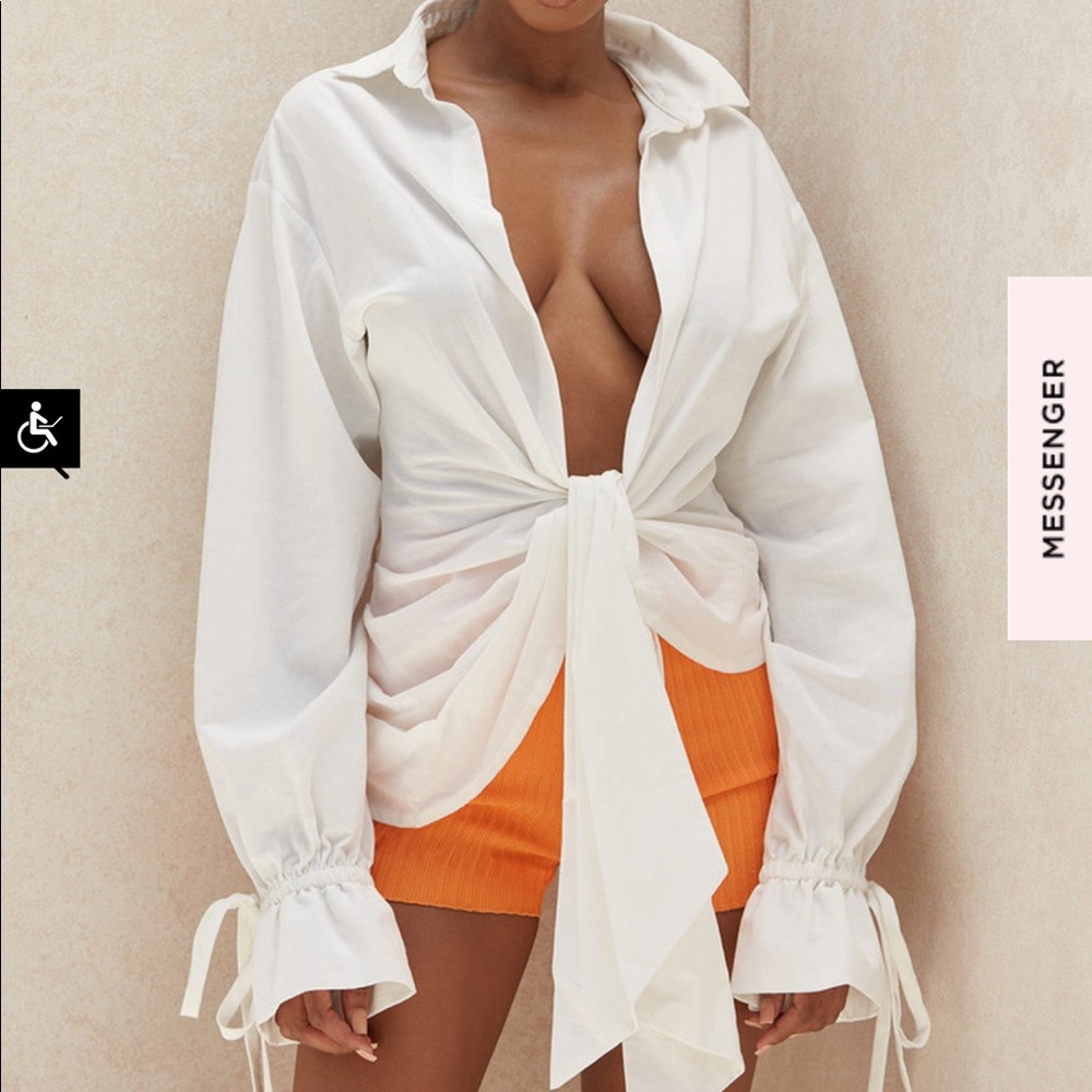 House of CB Paige white Draped Shirt